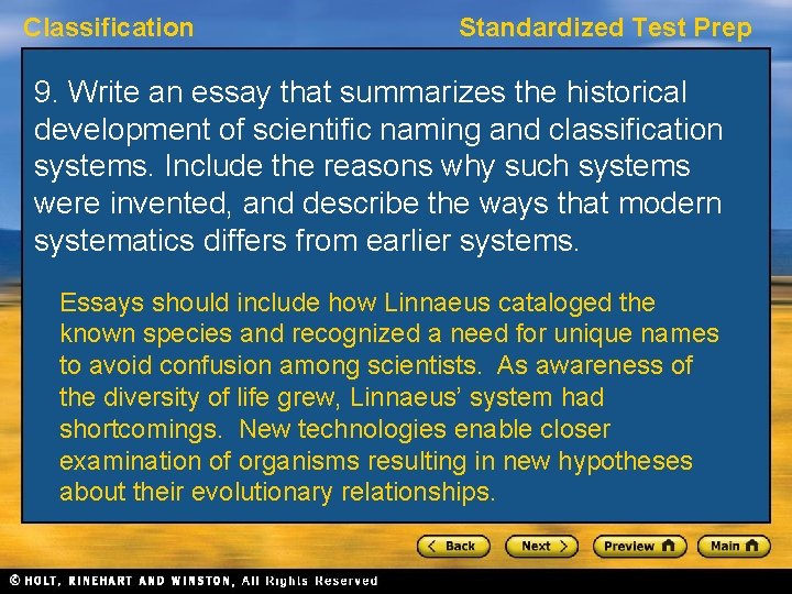 Classification Standardized Test Prep 9. Write an essay that summarizes the historical development of Classification Standardized Test Prep 9. Write an essay that summarizes the historical development of