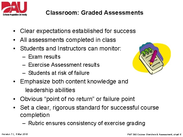 Classroom: Graded Assessments • Clear expectations established for success • All assessments completed in