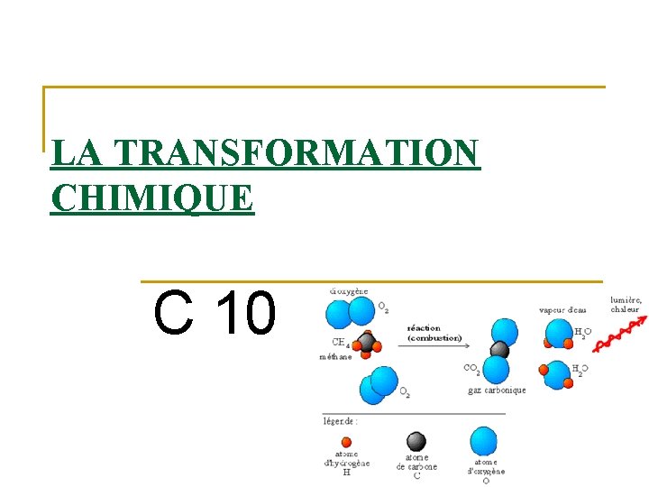 LA TRANSFORMATION CHIMIQUE C 10 