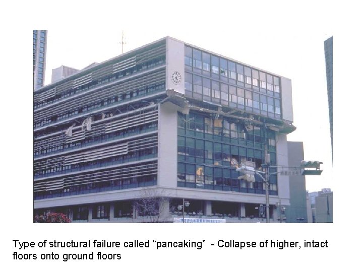 Earthquake Effects – Structural Failure Kobe, Japan 1995 Type of structural failure called “pancaking”