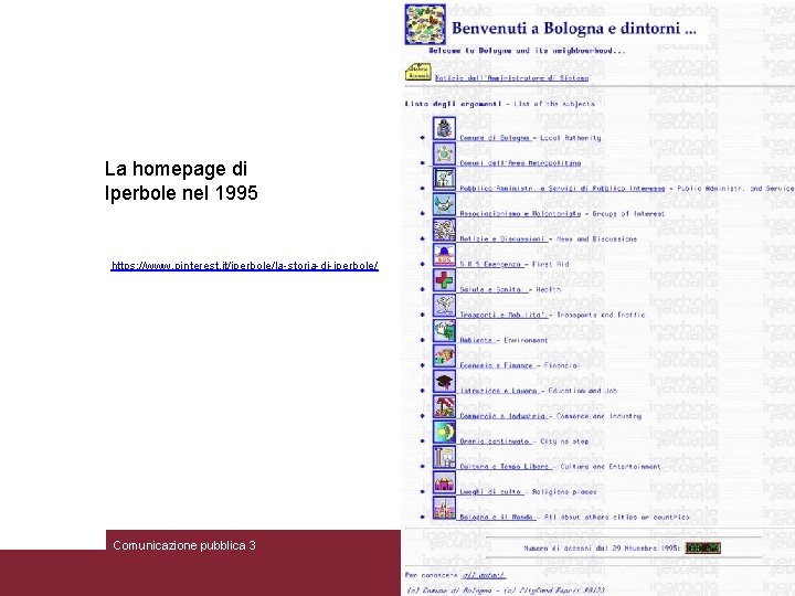 La homepage di Iperbole nel 1995 https: //www. pinterest. it/iperbole/la-storia-di-iperbole/ Comunicazione pubblica 3 16/09/2020