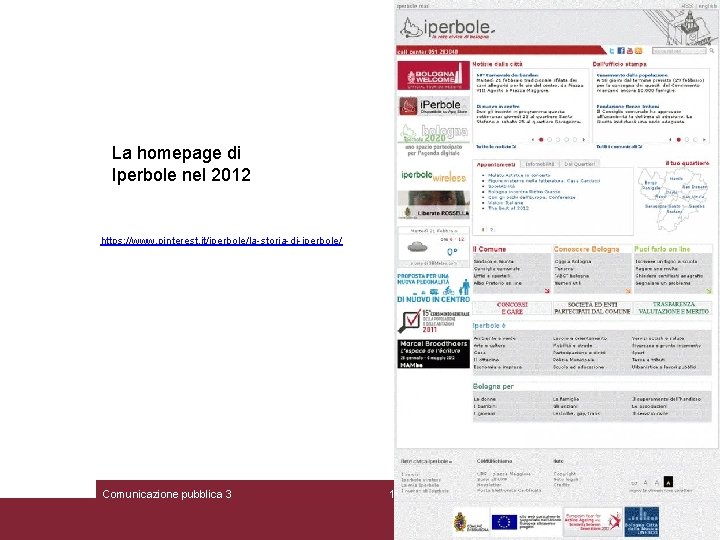 La homepage di Iperbole nel 2012 https: //www. pinterest. it/iperbole/la-storia-di-iperbole/ Comunicazione pubblica 3 16/09/2020