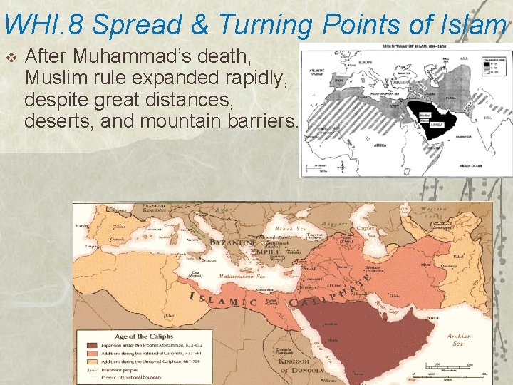WHI. 8 Spread & Turning Points of Islam v After Muhammad’s death, Muslim rule