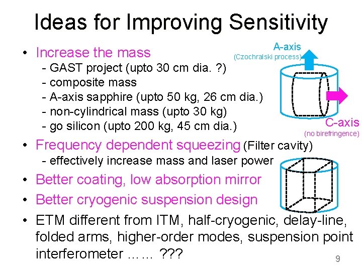 Ideas for Improving Sensitivity • Increase the mass A-axis (Czochralski process) - GAST project