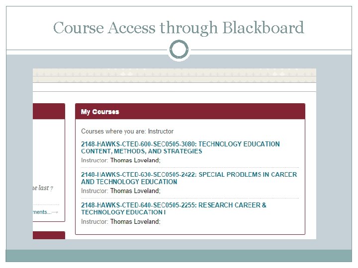 Course Access through Blackboard 