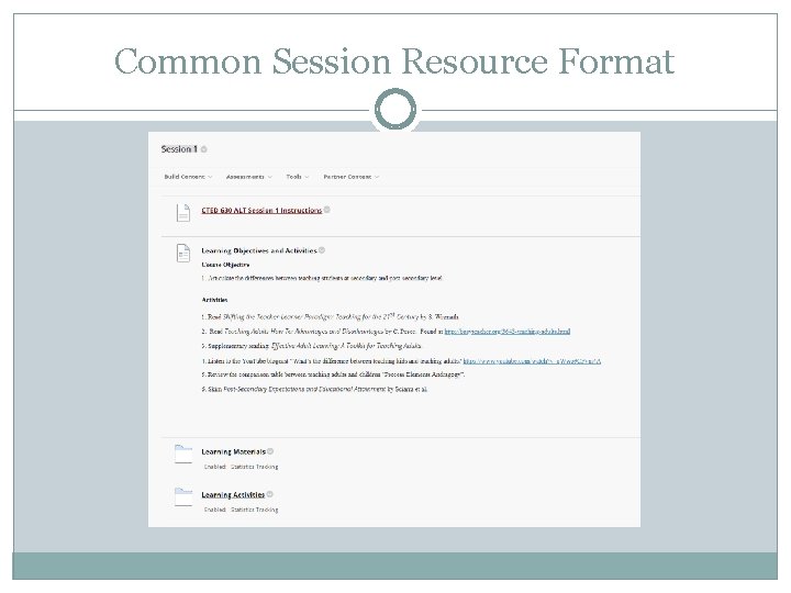 Common Session Resource Format 