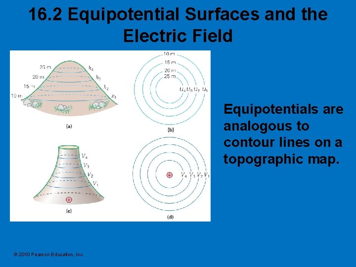 16. 2 Equipotential Surfaces and the Electric Field Equipotentials are analogous to contour lines