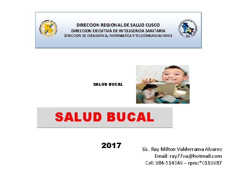 DIRECCION REGIONAL DE SALUD CUSCO DIRECCION EJECUTIVA DE INTELIGENCIA SANITARIA DIRECCION DE ESTADISTICA, INFORMATICA