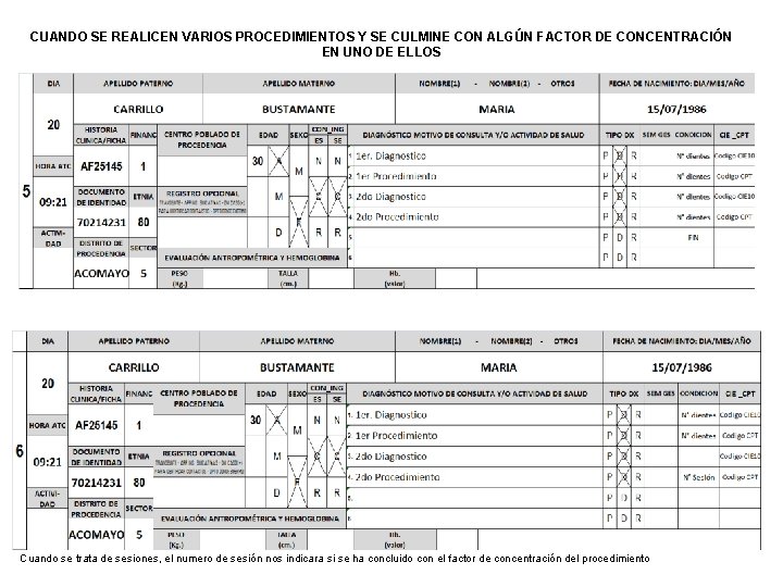 CUANDO SE REALICEN VARIOS PROCEDIMIENTOS Y SE CULMINE CON ALGÚN FACTOR DE CONCENTRACIÓN EN