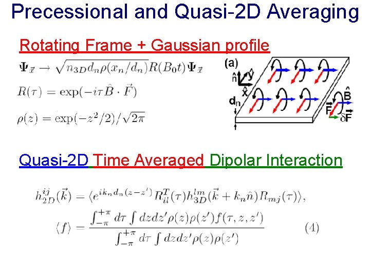 Precessional and Quasi-2 D Averaging Rotating Frame + Gaussian profile Quasi-2 D Time Averaged