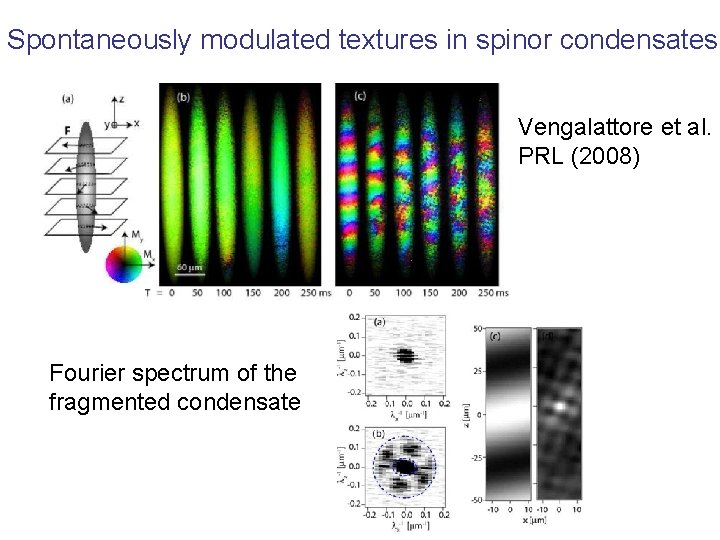 Spontaneously modulated textures in spinor condensates Vengalattore et al. PRL (2008) Fourier spectrum of