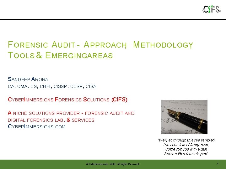 F ORENSIC A UDIT - A PPROACH, M ETHODOLOGY, T OOLS & E MERGING F ORENSIC A UDIT - A PPROACH, M ETHODOLOGY, T OOLS & E MERGING