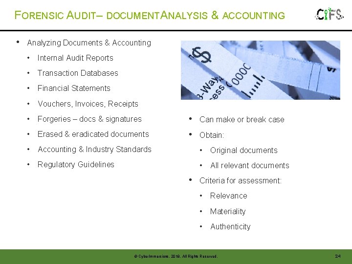 FORENSIC AUDIT– DOCUMENT ANALYSIS & ACCOUNTING • Analyzing Documents & Accounting • Internal Audit FORENSIC AUDIT– DOCUMENT ANALYSIS & ACCOUNTING • Analyzing Documents & Accounting • Internal Audit