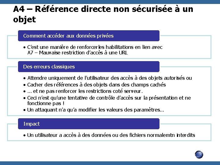 A 4 – Référence directe non sécurisée à un objet Comment accéder aux données