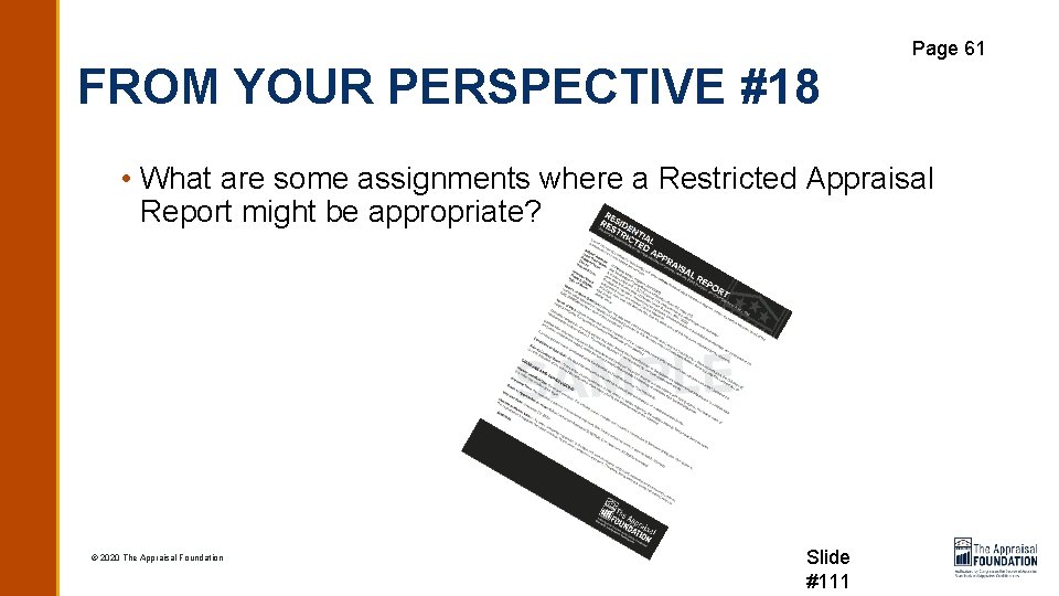 Page 61 FROM YOUR PERSPECTIVE #18 • What are some assignments where a Restricted