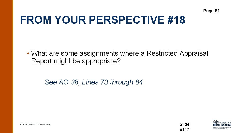 Page 61 FROM YOUR PERSPECTIVE #18 • What are some assignments where a Restricted