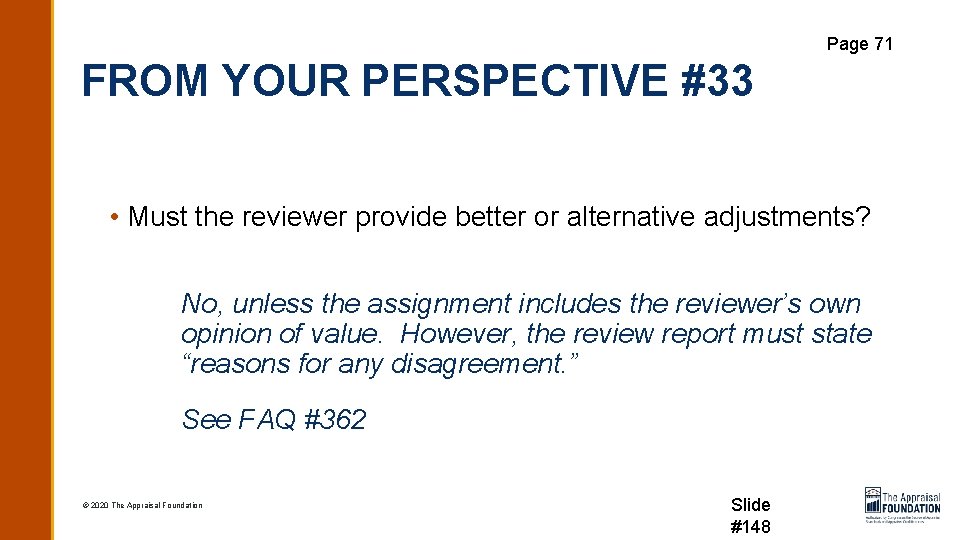 Page 71 FROM YOUR PERSPECTIVE #33 • Must the reviewer provide better or alternative