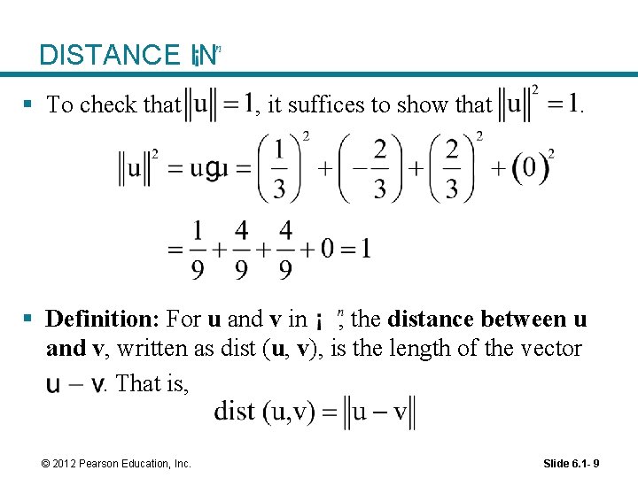 DISTANCE IN § To check that , it suffices to show that . §
