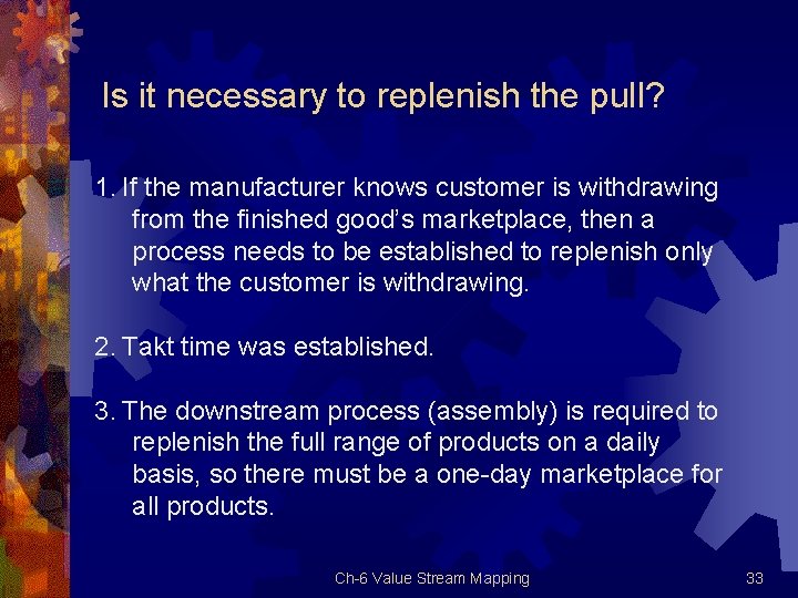 Is it necessary to replenish the pull? 1. If the manufacturer knows customer is