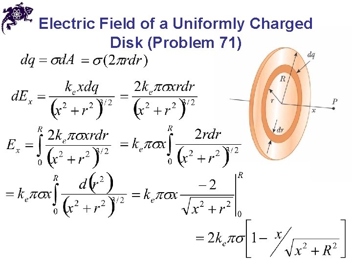Electric Field of a Uniformly Charged Disk (Problem 71) 
