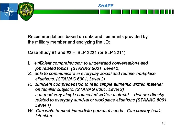 SHAPE Personnel Recommendations based on data and comments provided by the military member and