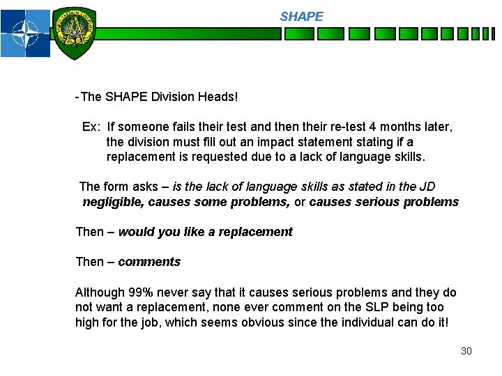 SHAPE Personnel -The SHAPE Division Heads! Ex: If someone fails their test and then