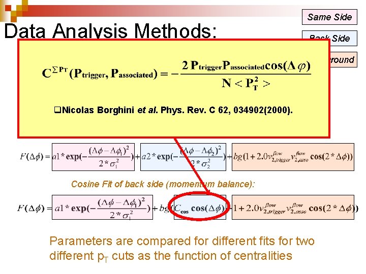 Data Analysis Methods: Same Side Background pp: q. Nicolas Borghini et al. Phys. Rev.