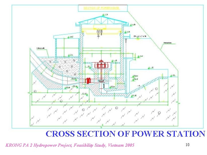 CROSS SECTION OF POWER STATION KRONG PA 2 Hydropower Project, Feasibility Study, Vietnam 2005