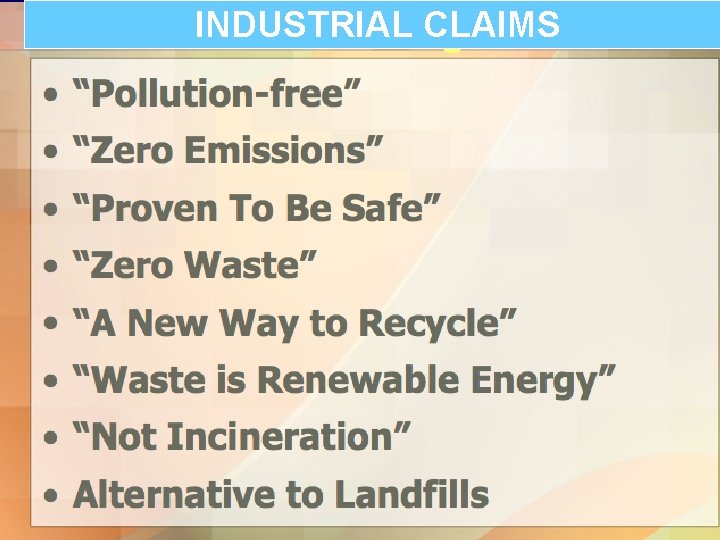 INDUSTRIAL CLAIMS 