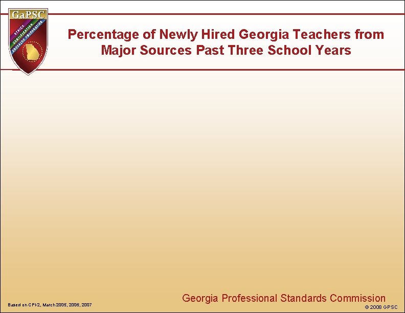 Percentage of Newly Hired Georgia Teachers from Major Sources Past Three School Years Based