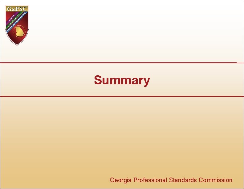 Summary Georgia Professional Standards Commission 