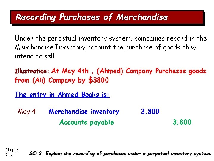 Recording Purchases of Merchandise Under the perpetual inventory system, companies record in the Merchandise