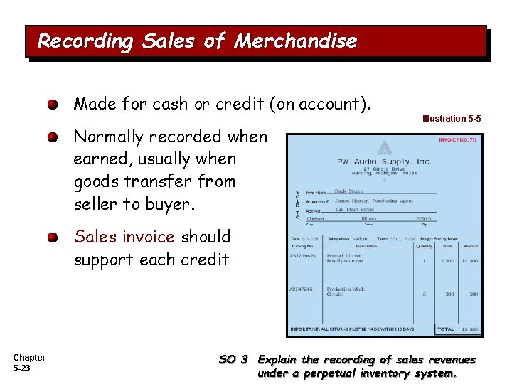 Recording Sales of Merchandise Made for cash or credit (on account). Normally recorded when