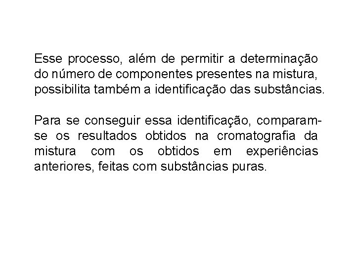 Esse processo, além de permitir a determinação do número de componentes presentes na mistura, Esse processo, além de permitir a determinação do número de componentes presentes na mistura,
