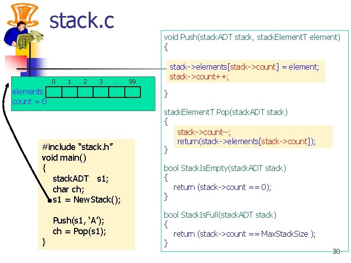 stack. c void Push(stack. ADT stack, stack. Element. T element) { 0 1 2