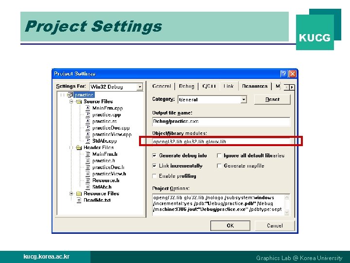 Project Settings kucg. korea. ac. kr KUCG Graphics Lab @ Korea University 