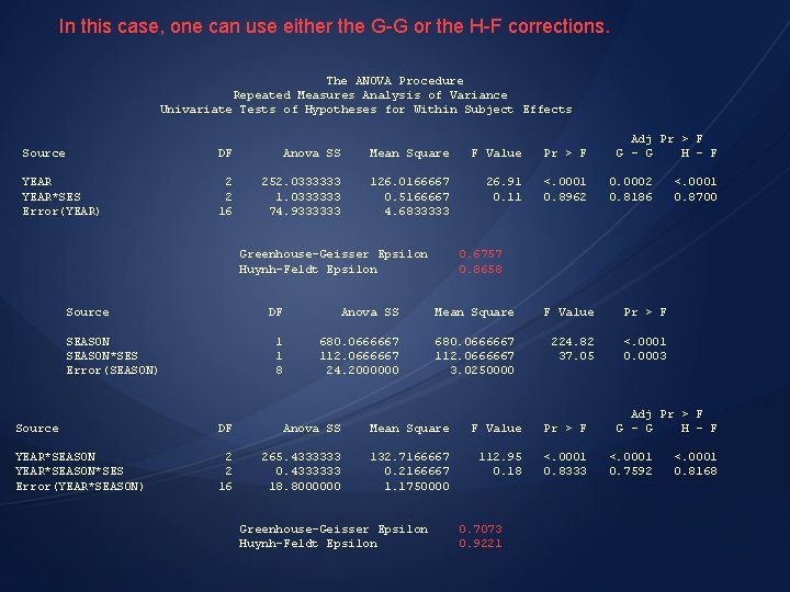 In this case, one can use either the G-G or the H-F corrections. The