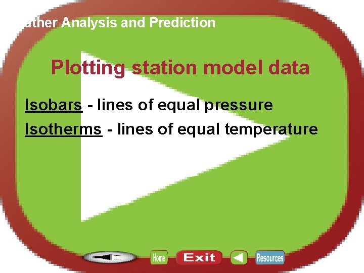 Section 12. 4 Weather Analysis and Prediction Plotting station model data Isobars - lines