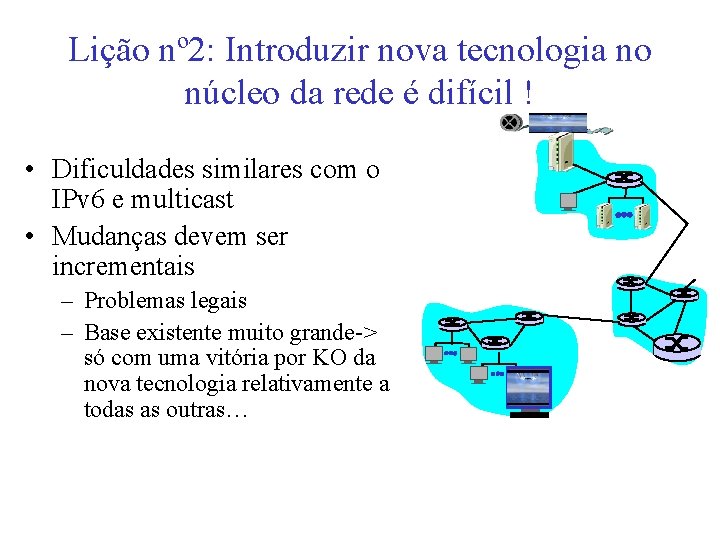 Lição nº 2: Introduzir nova tecnologia no núcleo da rede é difícil ! •