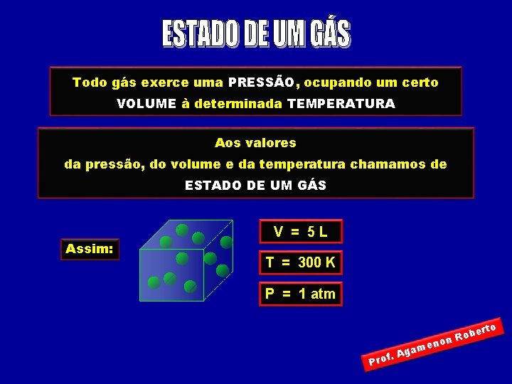 Todo gás exerce uma PRESSÃO, ocupando um certo VOLUME à determinada TEMPERATURA Aos valores Todo gás exerce uma PRESSÃO, ocupando um certo VOLUME à determinada TEMPERATURA Aos valores