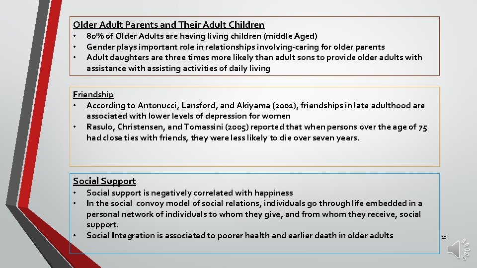 Older Adult Parents and Their Adult Children • • • 80% of Older Adults