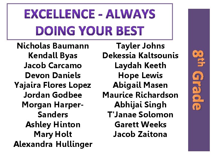 Tayler Johns Dekessia Kaltsounis Laydah Keeth Hope Lewis Abigail Masen Maurice Richardson Abhijai Singh Tayler Johns Dekessia Kaltsounis Laydah Keeth Hope Lewis Abigail Masen Maurice Richardson Abhijai Singh