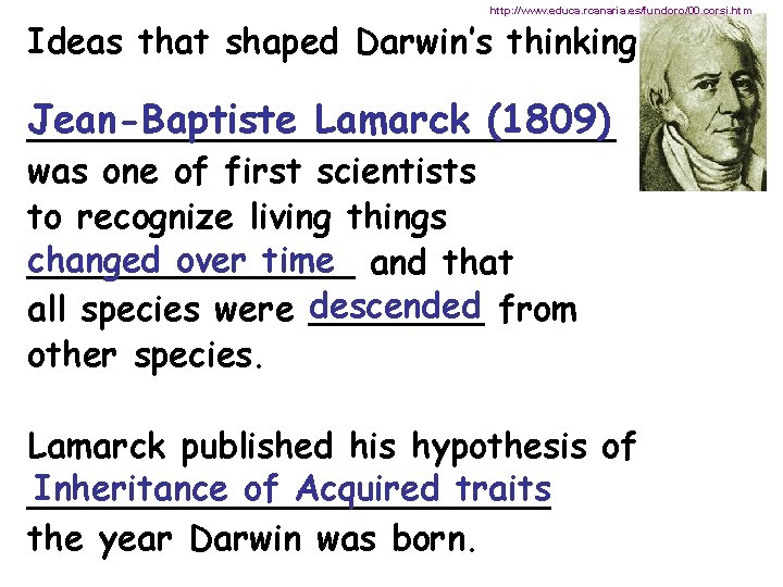 http: //www. educa. rcanaria. es/fundoro/00. corsi. htm Ideas that shaped Darwin’s thinking: Jean-Baptiste Lamarck