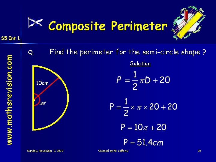 Composite Perimeter www. mathsrevision. com S 5 Int 1 Find the perimeter for the