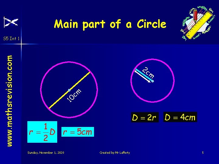 Main part of a Circle www. mathsrevision. com S 5 Int 1 2 c