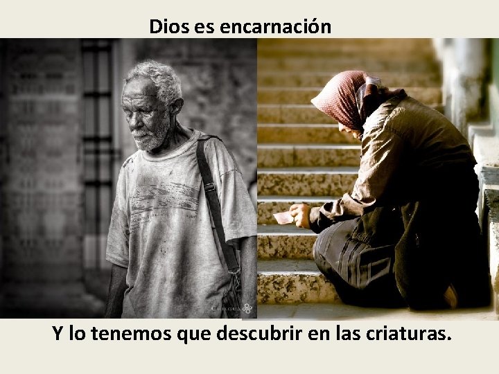 Dios es encarnación Y lo tenemos que descubrir en las criaturas. 