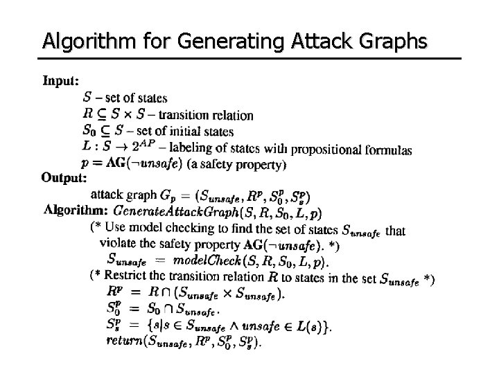 Algorithm for Generating Attack Graphs 