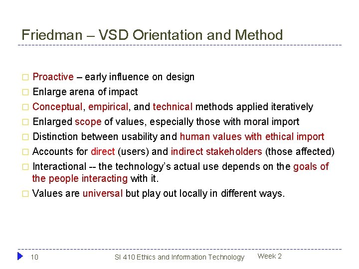 Friedman – VSD Orientation and Method Proactive – early influence on design � Enlarge Friedman – VSD Orientation and Method Proactive – early influence on design � Enlarge