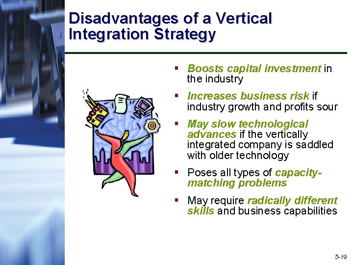 Disadvantages of a Vertical Integration Strategy § Boosts capital investment in the industry §