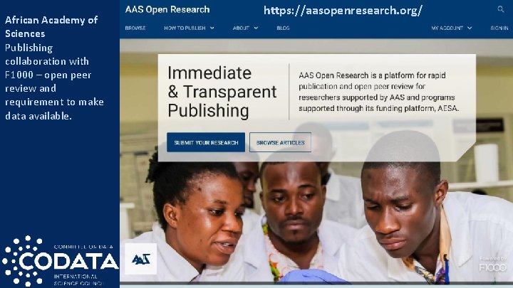 African Academy of Sciences Publishing collaboration with F 1000 – open peer review and
